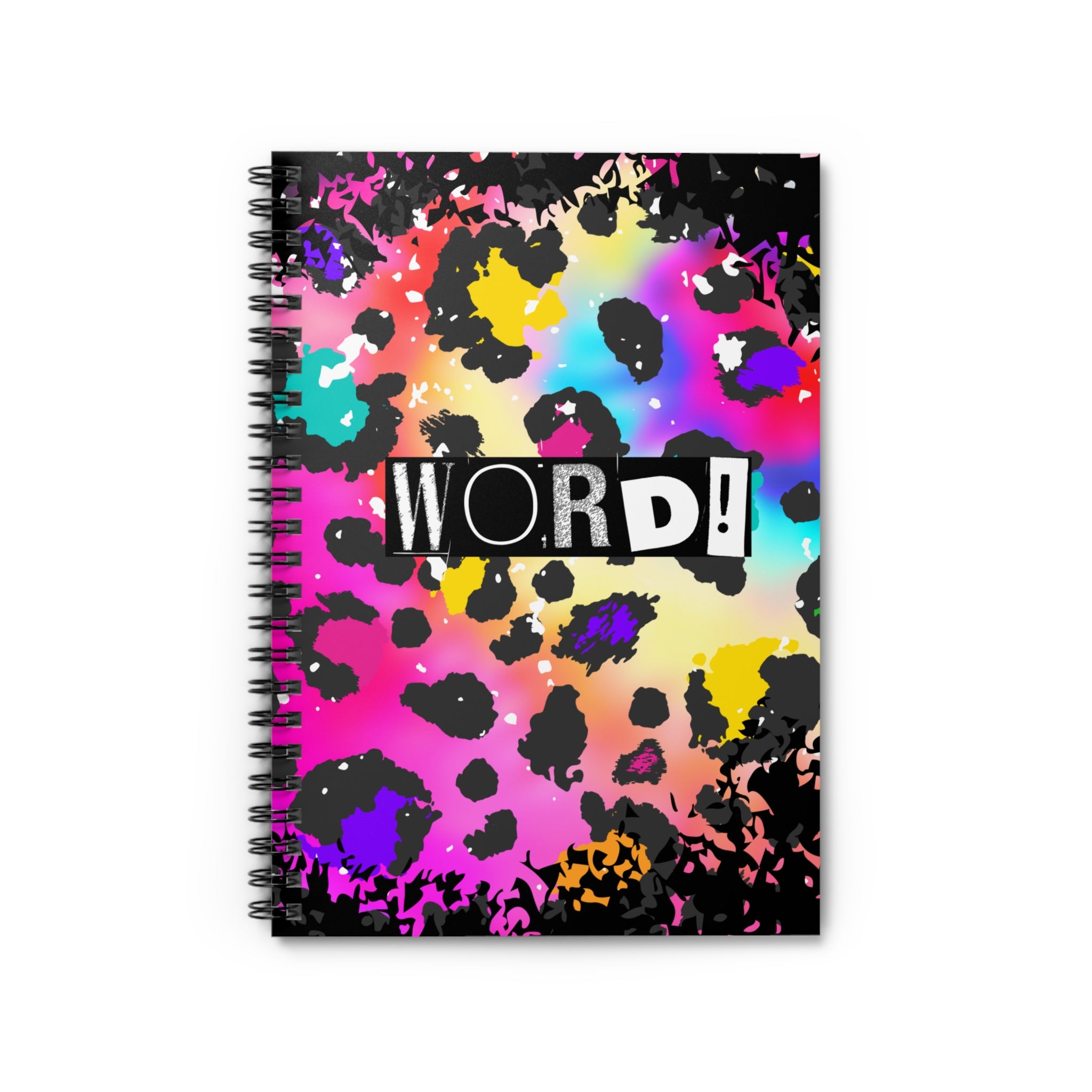 Word! 90s Inspired Colorful Leopard Print Spiral Notebook