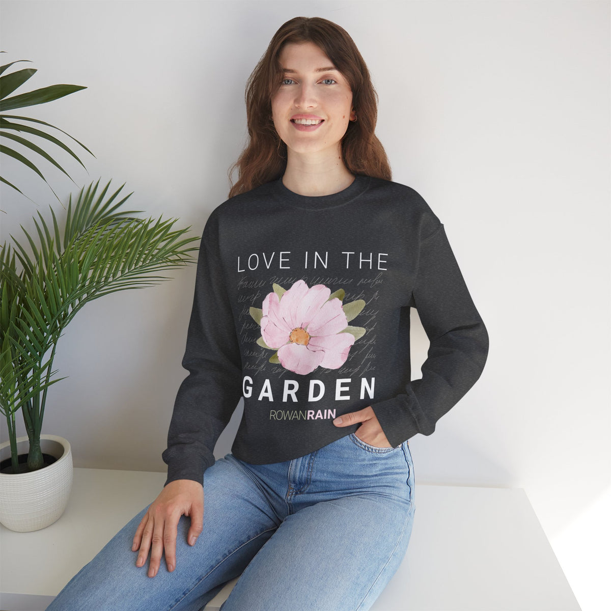 Pink, Green, and White Love In the Garden Sweatshirt