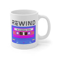 Rewind to a Better Time Cassette Mug; Purple, Fuchsia, & Gold; 11oz