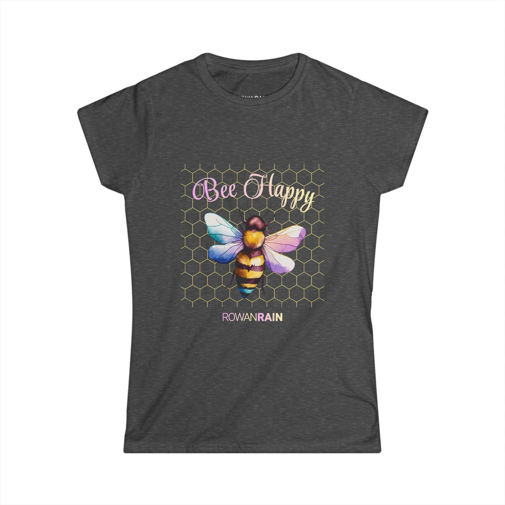 Bee Happy Quote with Pink and Yellow Bee Women's Tee