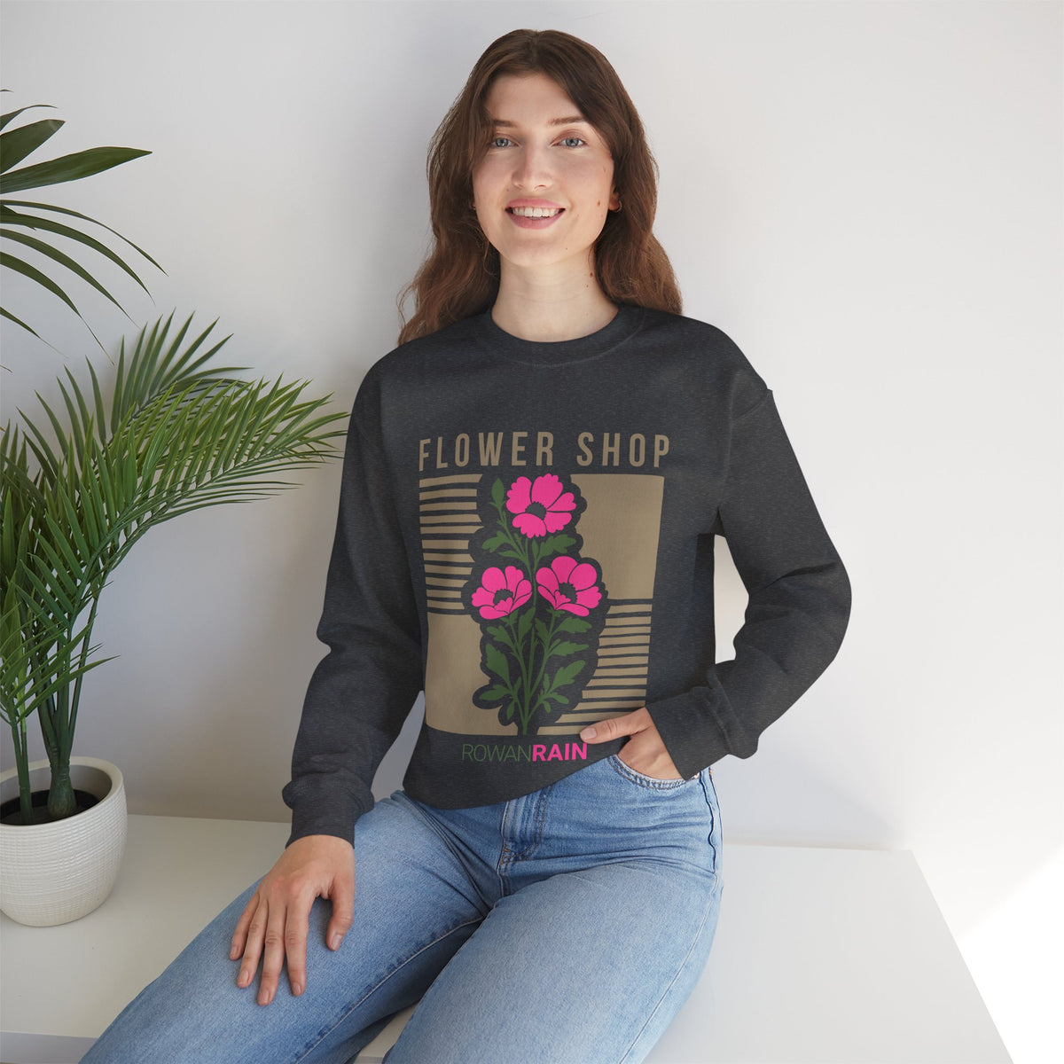 Pink, Green, and Gold Flower Shop Sweatshirt