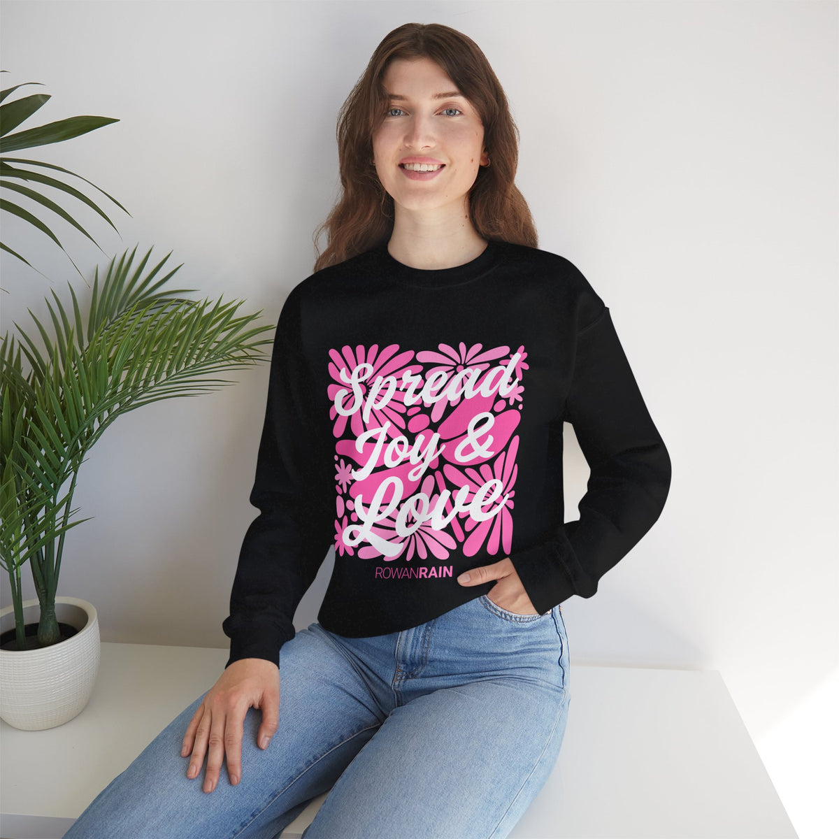 Pink Spread Joy and Love with Dragonfly and Flowers Sweatshirt