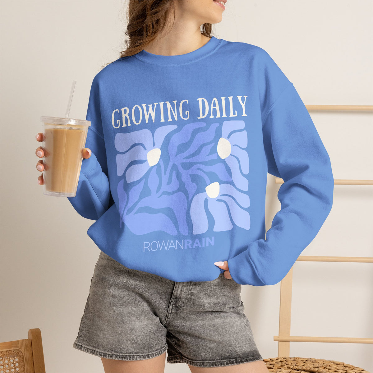 Pastel Blue and Off-White Growing Daily Sweatshirt