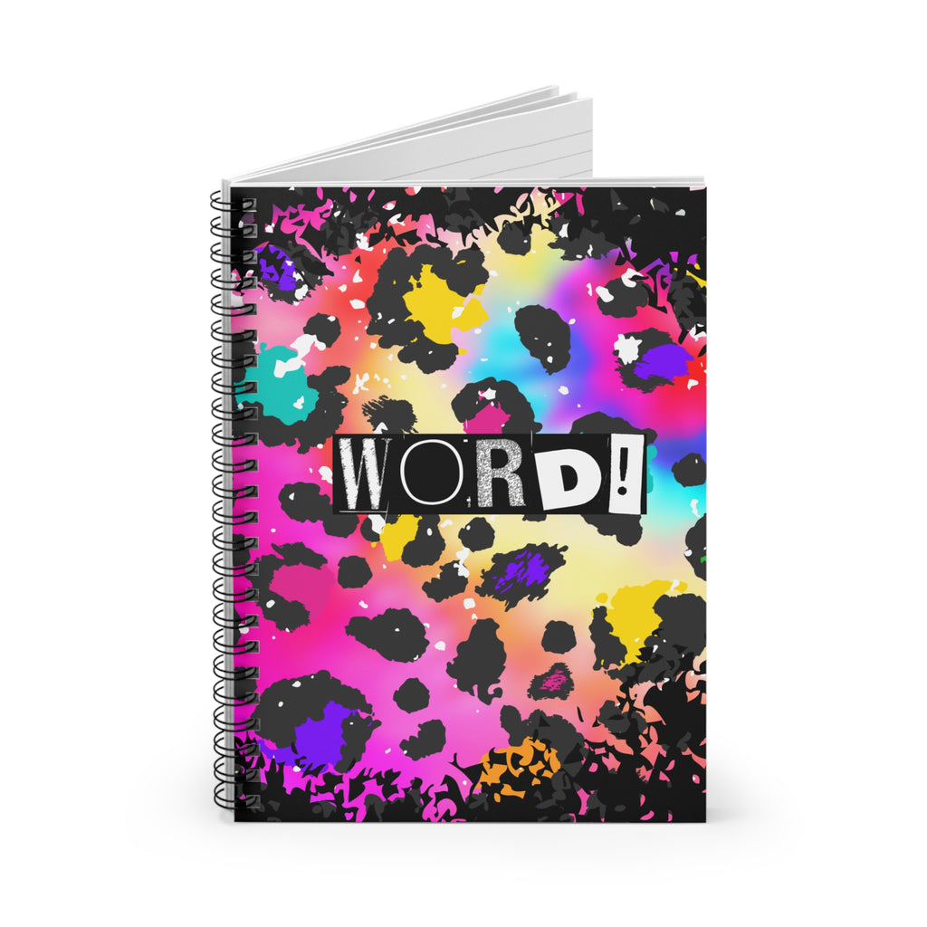 Word! 90s Inspired Colorful Leopard Print Spiral Notebook
