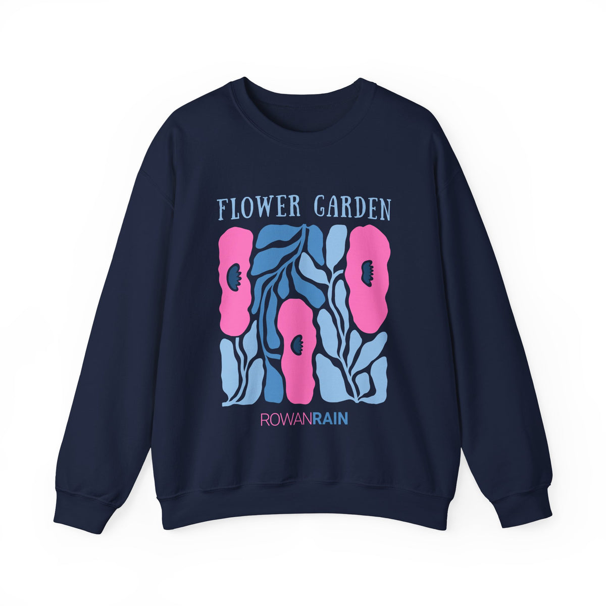 Pink and Blue Flower Garden Sweatshirt