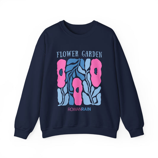 Pink and Blue Flower Garden Sweatshirt