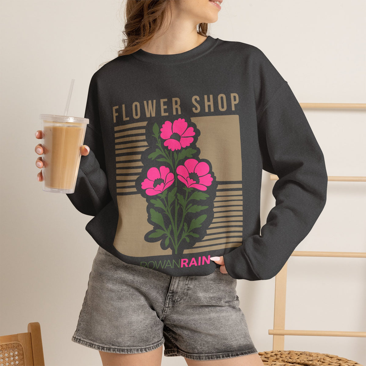 Pink, Green, and Gold Flower Shop Sweatshirt