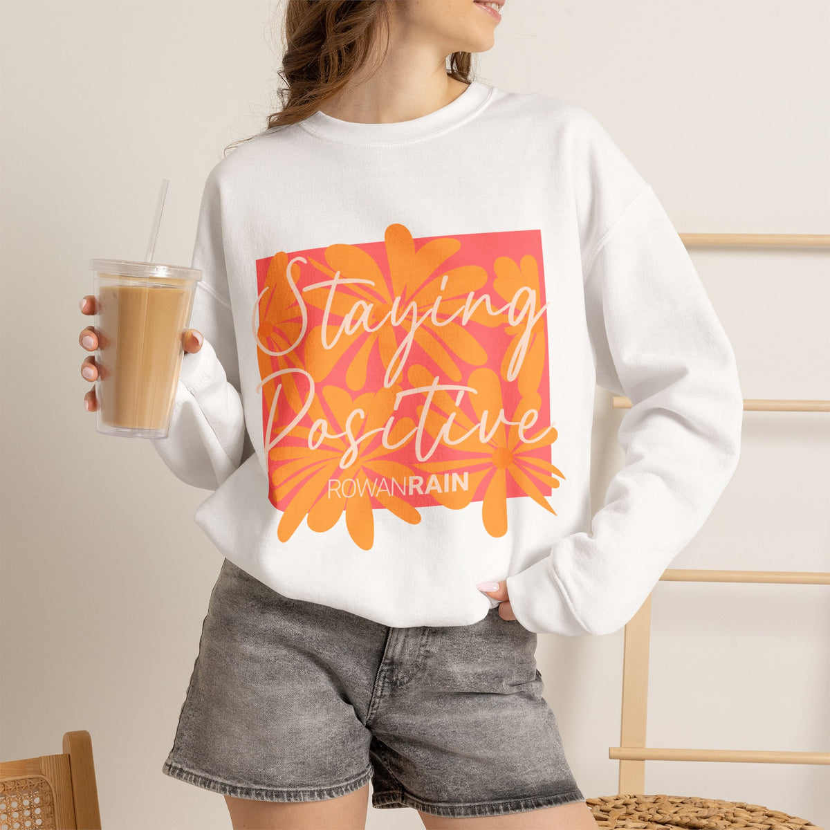 Pink and Orange Staying Positive Sweatshirt