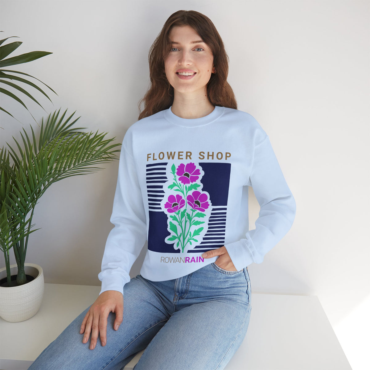 Purple, Green, Blue, and Gold Flower Shop Sweatshirt