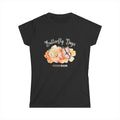 Butterfly Days Text With Orange and Yellow Flowers and Butterflies Women's Softstyle Tee