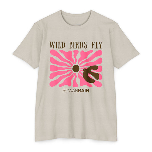 Brown and Pink Wild Birds Fly Tee