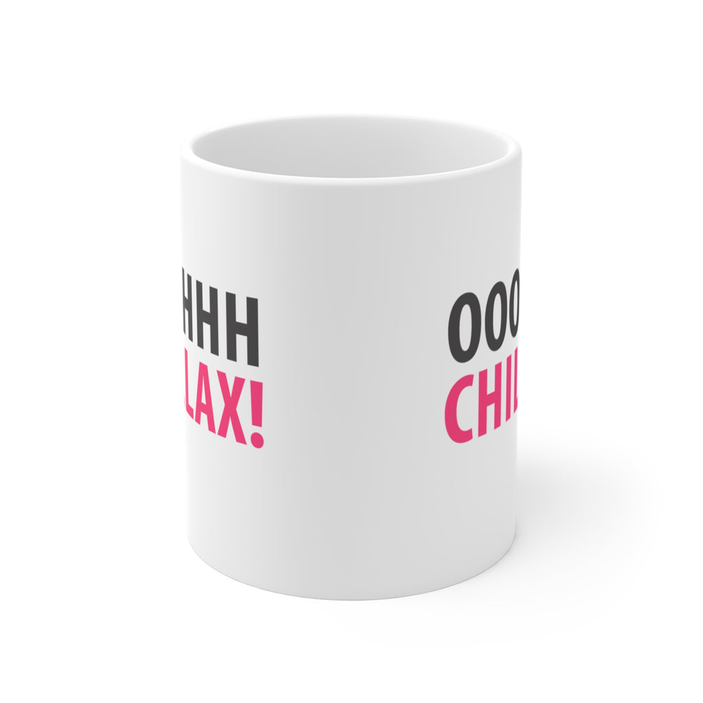 Oh Chillax! 90s Vibe Mug; Black & Red On White; 11oz
